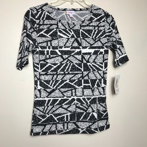 LuLaRoe Black White Geometric Polka-Dot Tee Sz XS